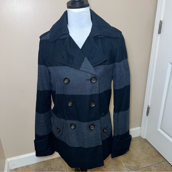 GAP Women's Black & Gray Double Breasted Casual Warm Feminine Peacoat Size L - Picture 5 of 12